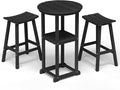 Outdoor Bistro Bar Set, Patio Bar Height Tall Stools and High Top Table Set of 2 by Suunyn