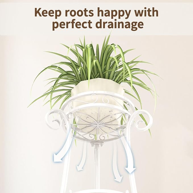 LASZOLA 3 Tier White Metal Plant Stand - Image 6