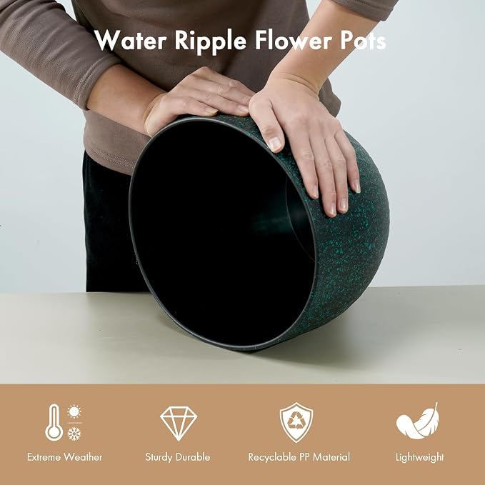 12 Inch Wide Water Ripples Flower Pots - Image 4