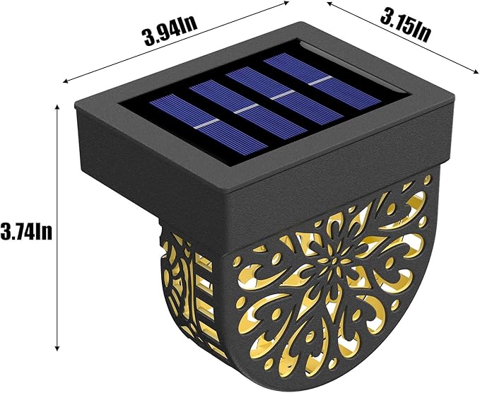 6 Pack Solar Fence Lights Outdoor Wall Lights Plastic Solar Powered Deck Step - Image 6