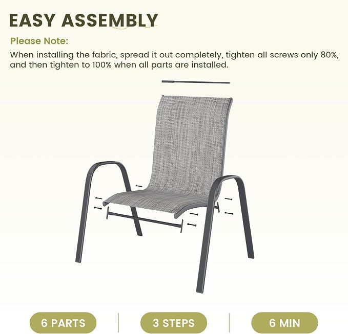 UDPATIO Patio Chairs Set of 6, Stackable Outdoor Dining Chairs - Image 8