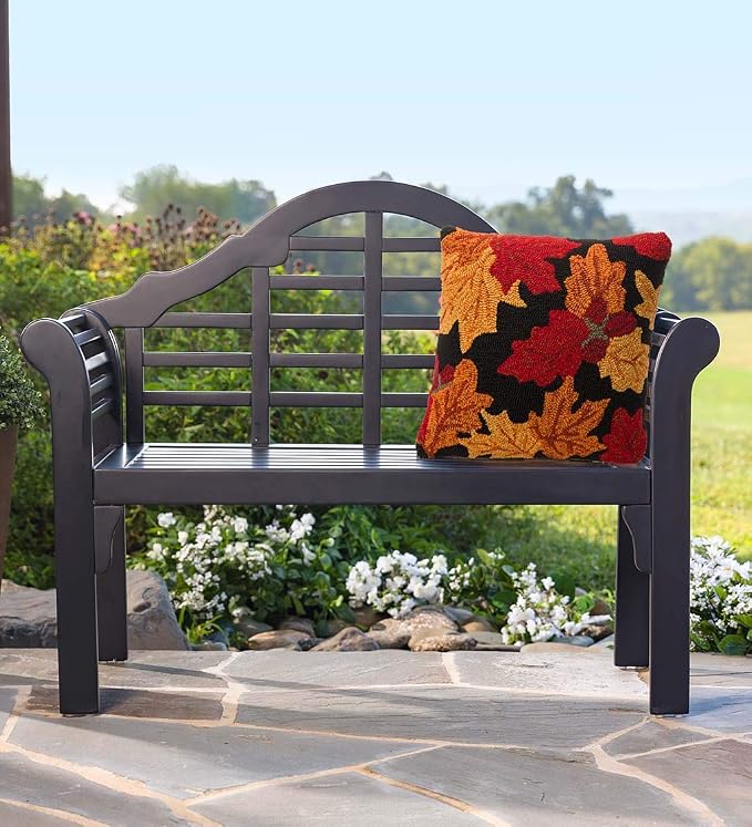 Plow & Hearth Weatherproof Lutyens Eucalyptus Wood Garden Bench | Foldable - Image 2