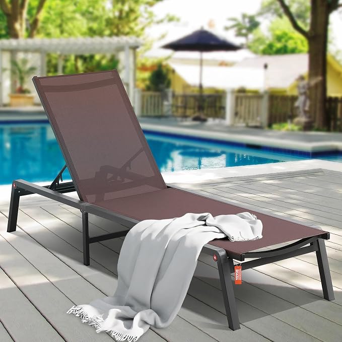 VEVOR Chaise Lounge Chair Outdoor, Aluminum Patio Lounge Chairs - Image 2