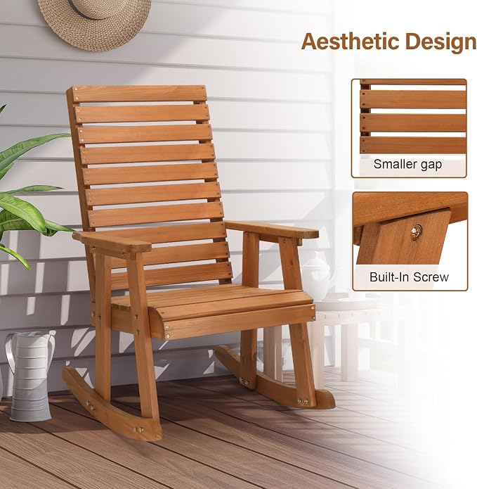 VINGLI Wooden Rocking Chair - Image 5