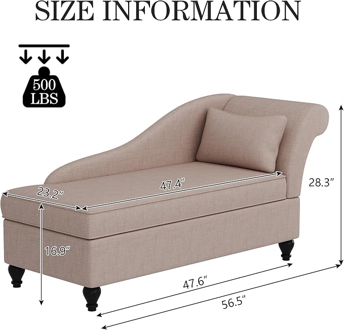 Yongqiang Indoor Storage Chaise Lounge Upholstered Fabric Lounge Chair Living - Image 2