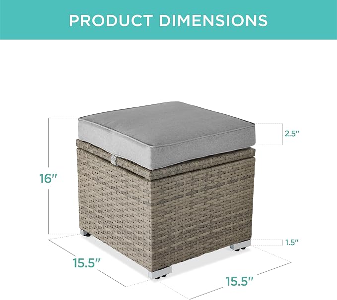 Best Choice Products Set of 2 Wicker Ottomans, Additional Seating, Side Table - Image 2
