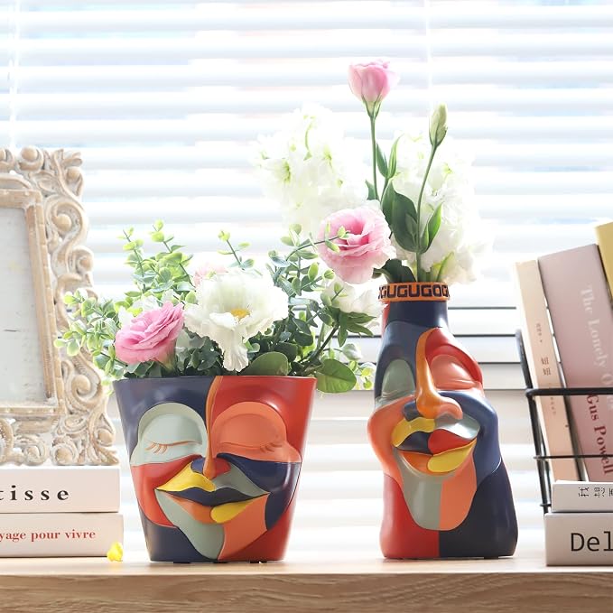 GUGUGO Abstract Rainbow Head Planter, Graffiti Face Planters Pots - Image 3