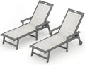 LUE BONA Chaise Lounge Chair Outdoor Set of 2, HDPS and HDPE Wicker Chaise by LUEBONA