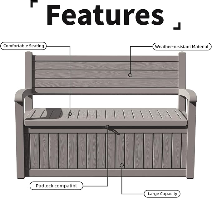 DRATO 75 Gallon Storage Bench Deck Box Outdoor Indoor, Lockable Durable - Image 5
