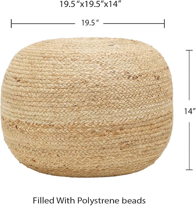 REDEARTH · Jute Circular Jute Pouf Ottoman - Image 3