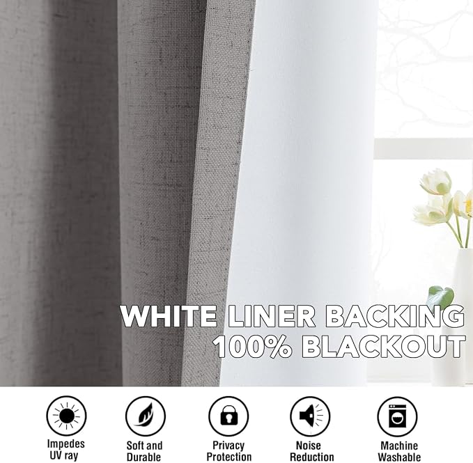 H.VERSAILTEX Linen Curtains 100% Blackout Curtains - Image 6