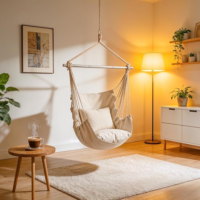 Athena Collection Hammock Chair Hanging Rope Swing Chair - Image 5