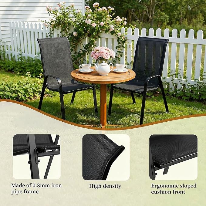 MAMIZO Patio Dining Chairs, Stackable All Weather Teslin Chair, Heavy Duty - Image 5