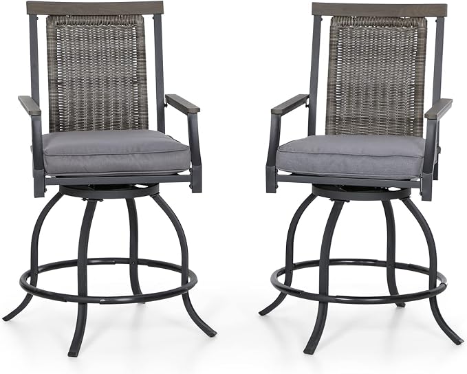 PHI VILLA Outdoor Swivel Bar Stools Set of 2 by PHIVILLAThepioneerofcomfortablehouseholdsupplies