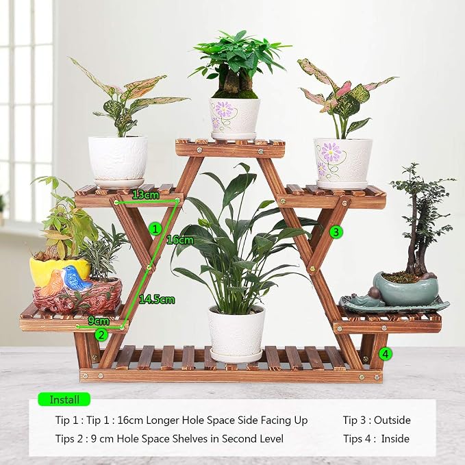 Wood Plant Stand Indoor, 6 Tiered Plant Shelf - Image 6