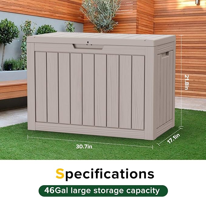 46 Gallon Outdoor Deck Box, Lockable Waterproof Outdoor Storage Boxes - Image 4