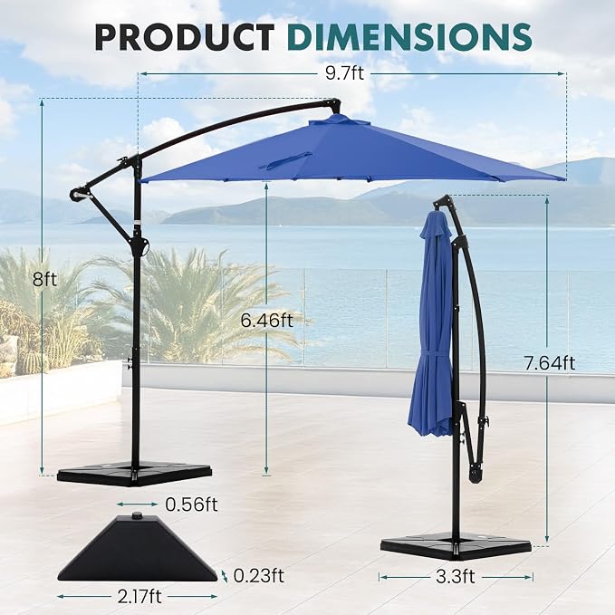 OLIXIS 9.7FT Offset Patio Umbrella - Image 5