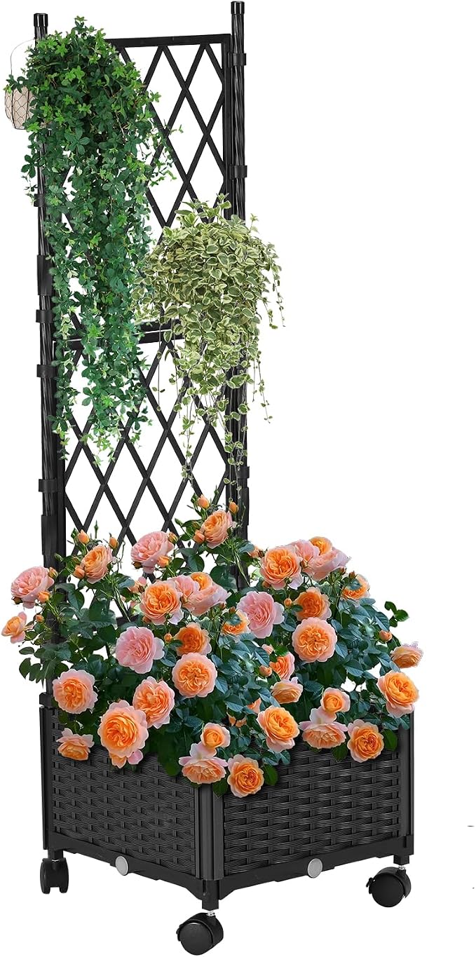 Planter with Trellis Raised Garden Beds, Trellis Planter Box Outdoor by yotoworthgardenhome
