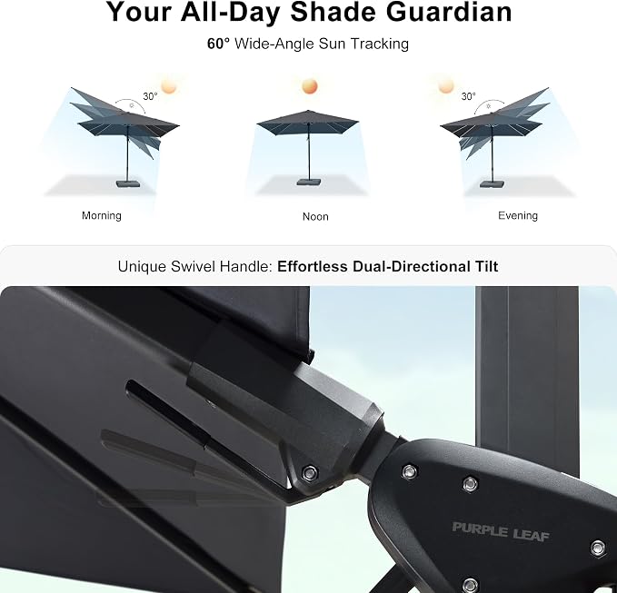 PURPLE LEAF 11.5' X 8.2' Tilting Patio Umbrella - Image 3