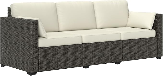 Outsunny Patio Couch PE Wicker Deep Seating Outdoor Sofa by Outsunny