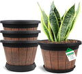 Quarut Large 4 Pack 14 inch Plant Pots, Whiskey Barrel Planters by Quarut
