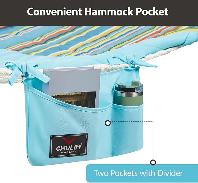 Outdoor Double Hammock with Hardwood Spreader Bars, Large Rope Hammock with - Image 4