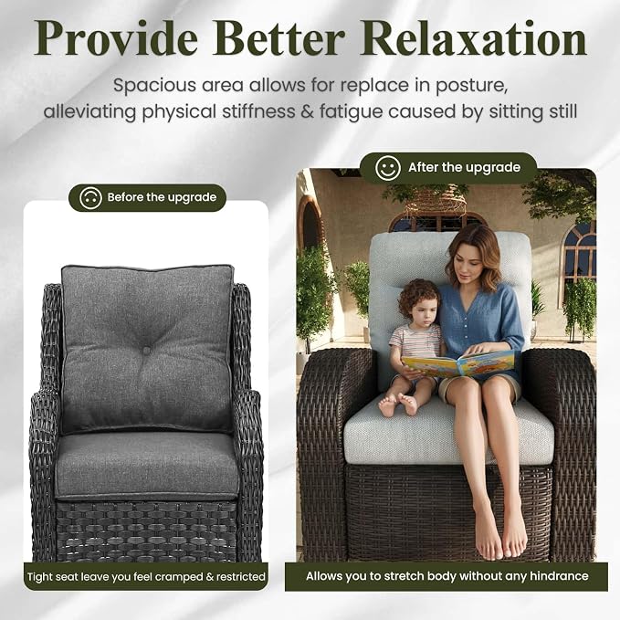 LayinSun Oversized Wicker Outdoor Swivel Glider Recliner - Image 6