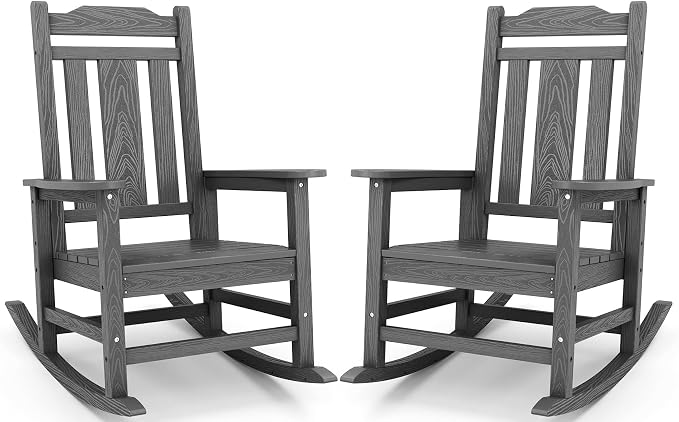 SERWALL Oversized Rocking Chair Set of 2 Outdoor, HDPE Outdoor Rocking Chair by SERWALL