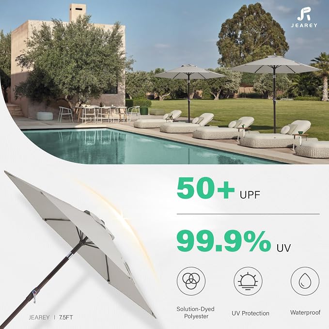 JEAREY 7.5FT Patio Umbrella Market Table Umbrella - Image 5