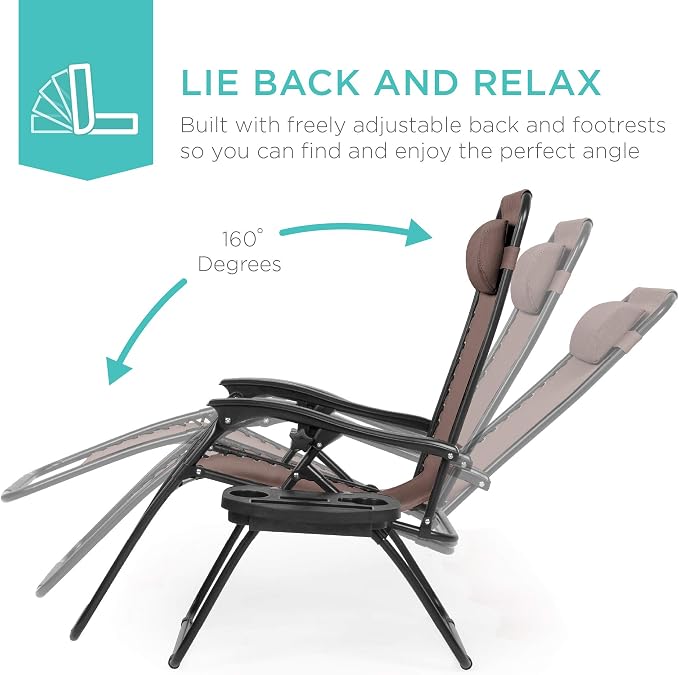 Best Choice Products Set of 2 Adjustable Steel Mesh Zero Gravity Lounge Chair - Image 4