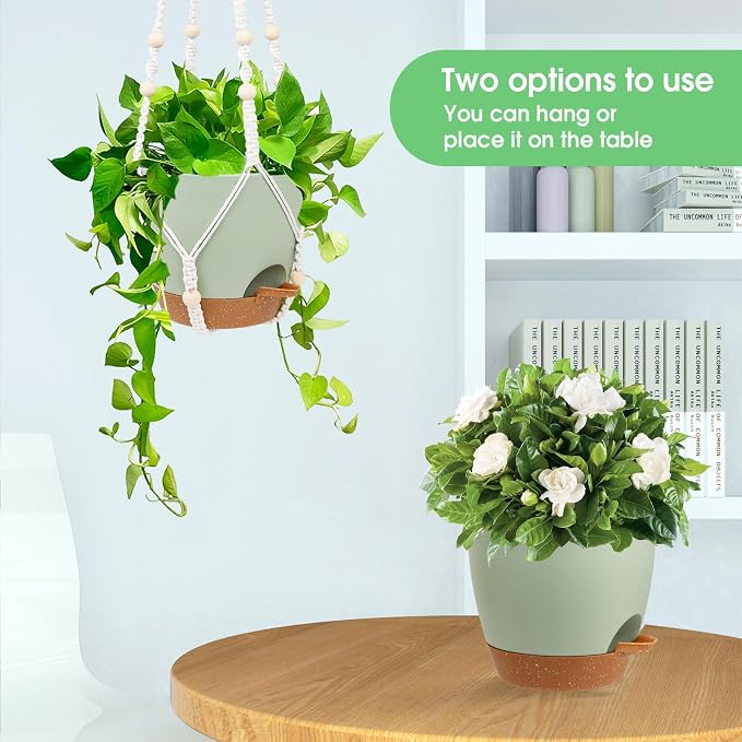Hanging Planters for Indoor Outdoor Plants, 2 Pack Self Watering Hanging Pot - Image 4