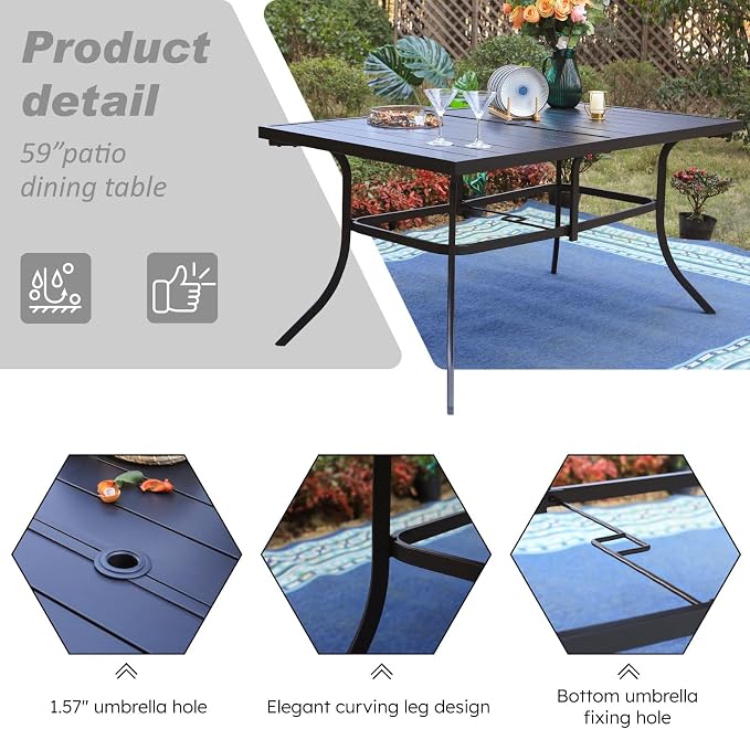 Sophia & William 7 Pieces Patio Dining Set, 6 Quick Dry Textilene Chairs and a - Image 5