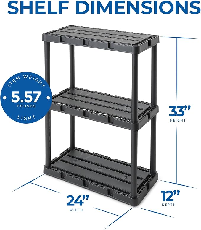 Gracious Living 2 Pack Light Duty Storage Shelves, Knect-A-Shelf 3-Shelf - Image 3