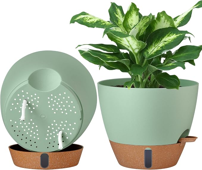 montresor 2 Pack 8 inch Plant Pots, PP Plastic Self Watering Plant Pot by Montresor