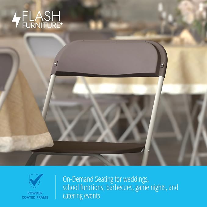 Flash Furniture Hercules Series Plastic Folding Chair Brown - Image 8