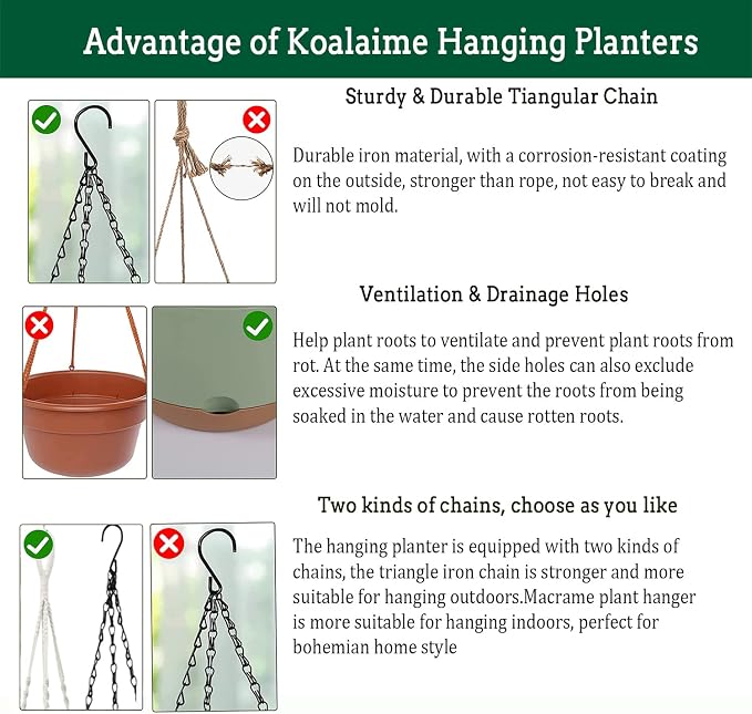 Hanging Planter Self Watering 10 Inch, 2 Pack Indoor Outdoor Hanging Baskets - Image 6