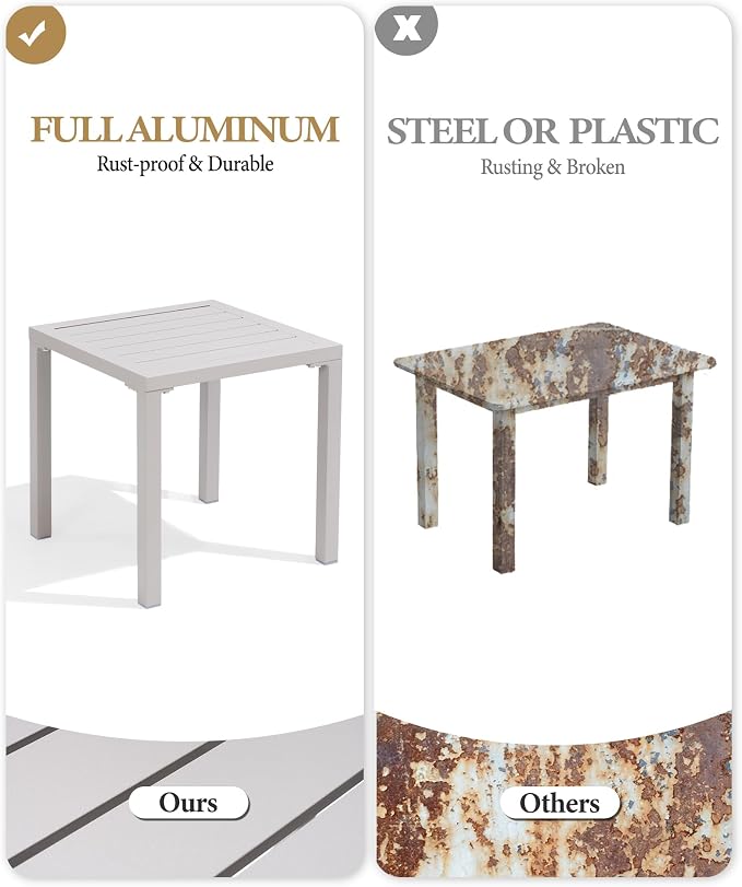 Crestlive Products Aluminum Outdoor Side Table, Pool Lounge Chair Side Table - Image 4