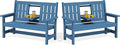 SERWALL Outdoor Bench with Cup Holder, All Weather Patio Benches with High by SERWALL