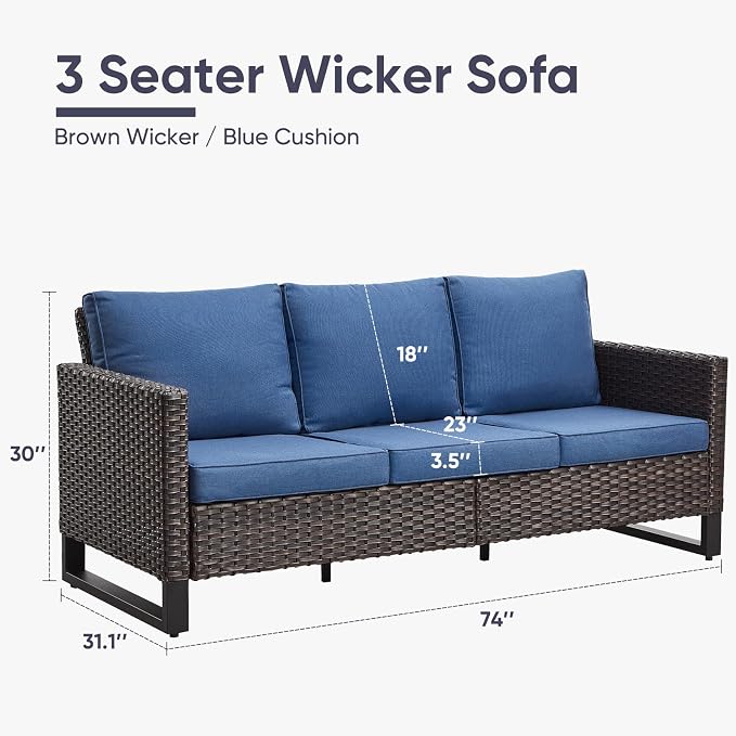 Belord Outdoor Couch Patio Furniture: Wicker Patio Sofa - Image 2