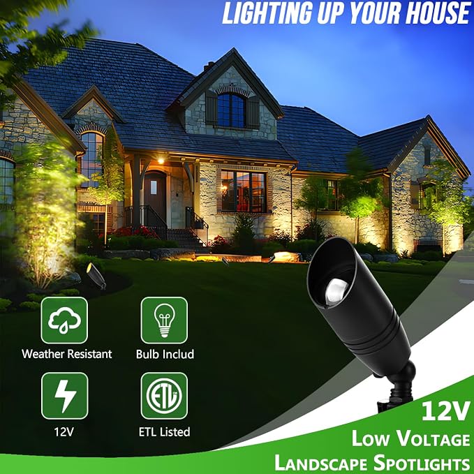 wowlite Low Voltage Spot Lights Outdoor LED 4 Pack, Die-cast Aluminum Landscape - Image 2