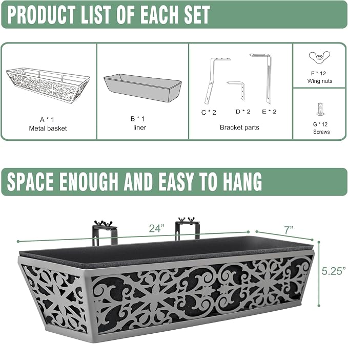 4 Pack 24 Inch Window Boxes Planter - Image 7