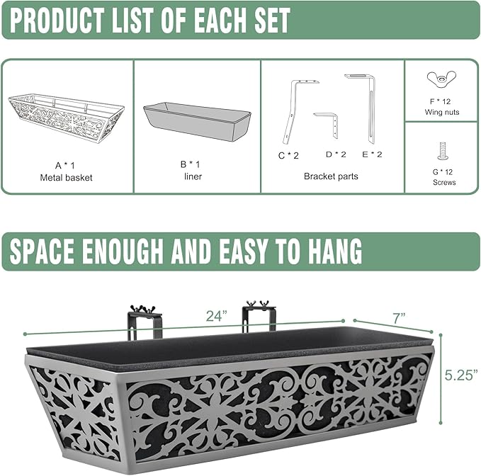 2 Pack 24 Inch Window Boxes Planter - Image 7