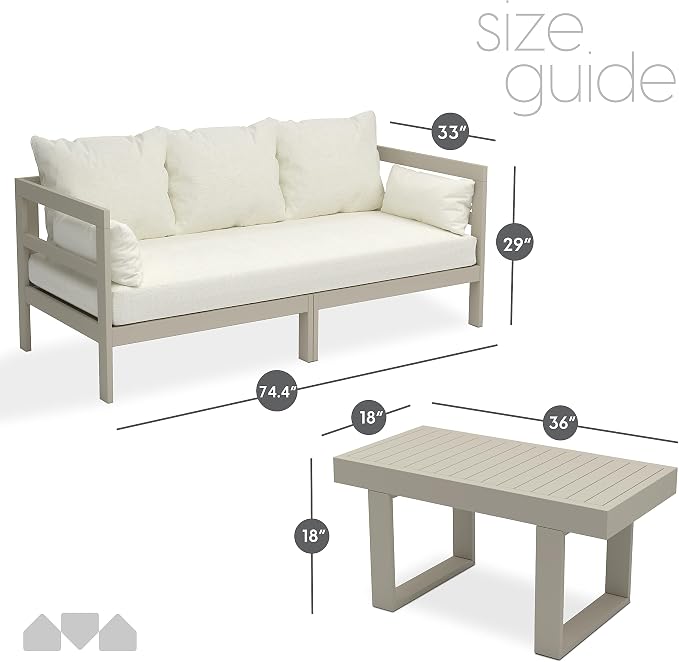 Milliard Outdoor Sofa Patio Furniture Set, Modern Wood Couch - Image 3