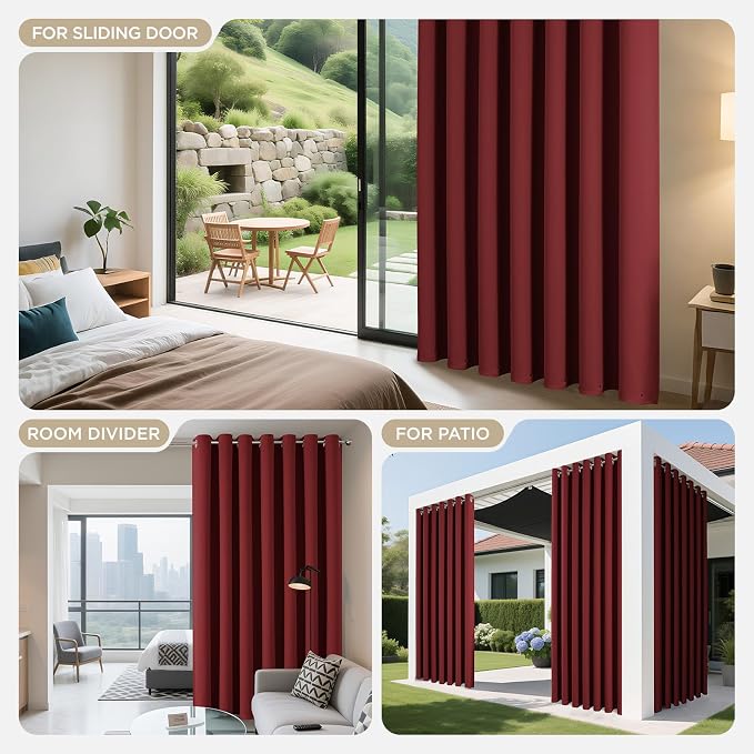 Joydeco Blackout Patio Sliding Door Curtains 84 Inches Long, Grommet Privacy - Image 4