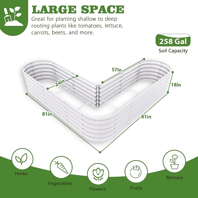 A ANLEOLIFE 3-Pack 12X3X1.5ft & 81x81x18 in Deep Root Galvanized Raised Garden - Image 5