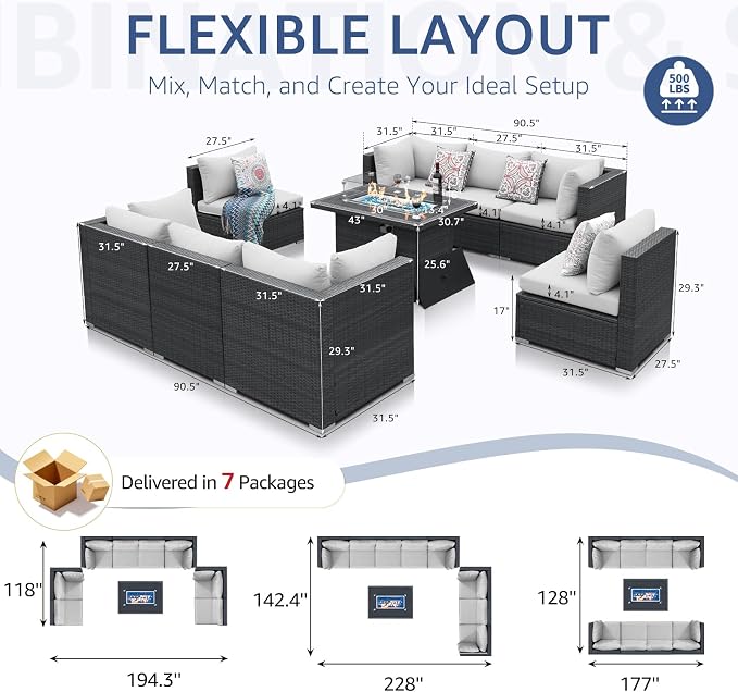 NICESOUL 9 Piece Outdoor Patio Furniture Set - Image 4