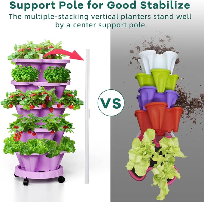 Strawberry Vertical Planter GardenTower, 5 Tiered Stackable Planter - Image 3