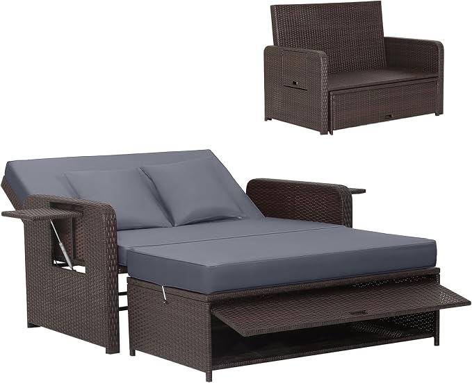 HAPPYGRILL Patio Rattan Wicker Daybed by HAPPYGRILL