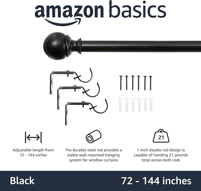 Amazon Basics Sturdy Adjustable Curtain Rod - Image 2