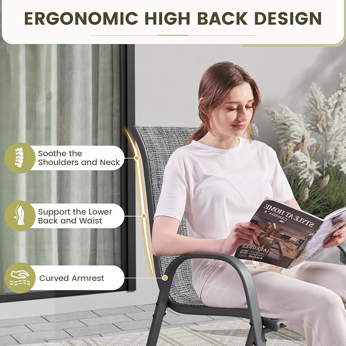 UDPATIO Patio Chairs Set of 2, Stackable Outdoor Dining Chairs - Image 7